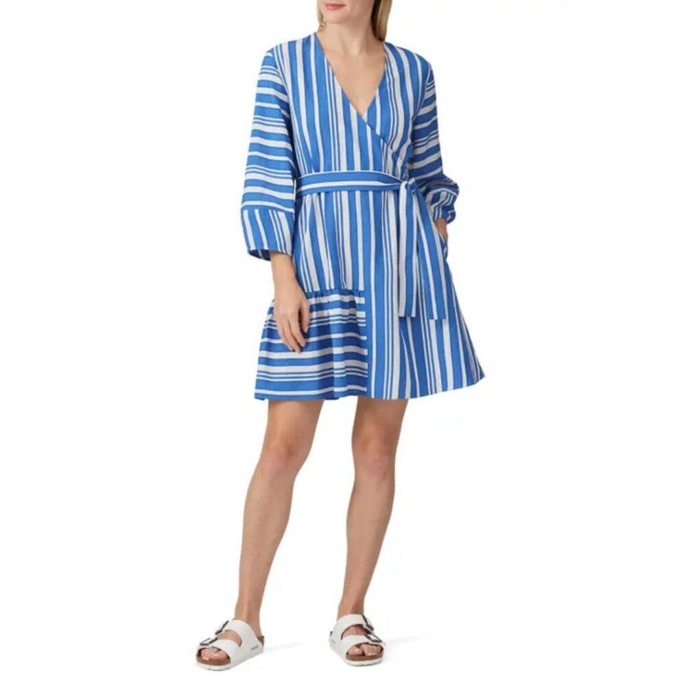 Chinti & Parker Striped Parasol Mini Dress Blue White Size 2 Coastal Summer